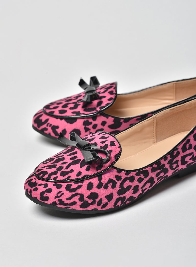 Aila - Animal Printed Flat Ballerinas Fuschia - Image 1