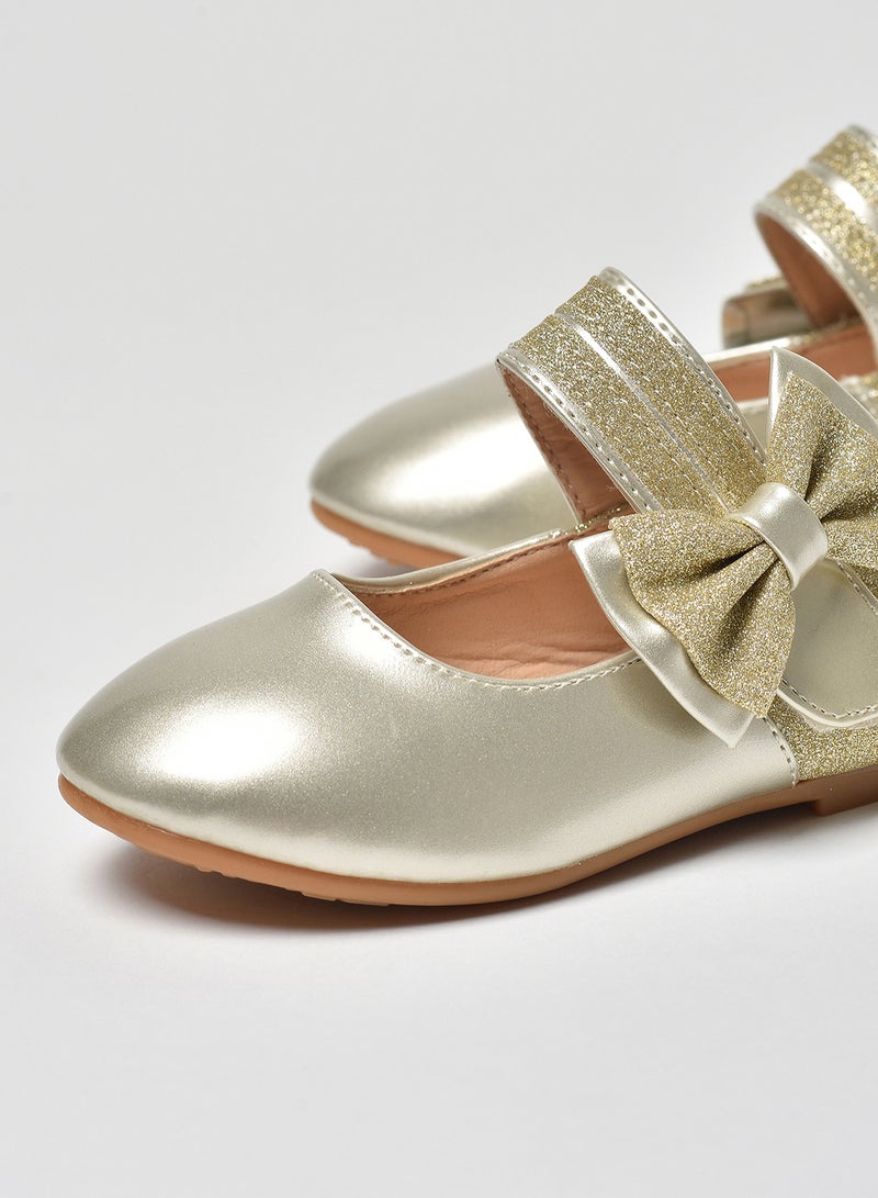 آيلا حذاء باليرينا أنيق بنقشة بارزة ذهبي فاتح - Image 3