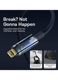 Baseus iPhone Cable, 20W PD USB C to Lightning Nylon Braided Cable Auto Power-Off Compatible with iPhone 14 Pro Max, 13/13 Pro 12 Pro Max 12 11 X XS XR 8 Plus, AirPods Pro 1M Blue  - Image 5