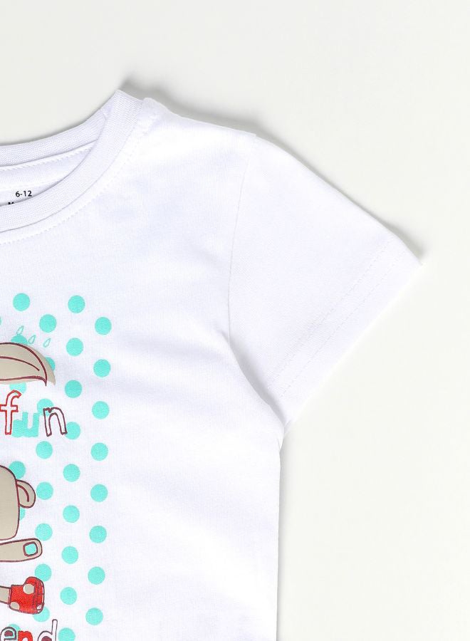 Zarafa Baby Boys Crew Neck Short Sleeve T-Shirt Cotton White - Image 3