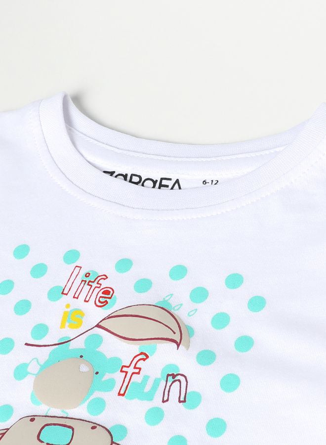 Zarafa Baby Boys Crew Neck Short Sleeve T-Shirt Cotton White - Image 4