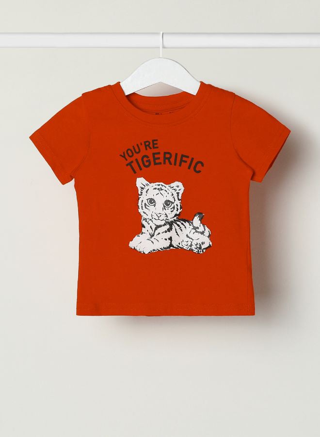 Zarafa Casual Animal Printed T-Shirt Cherry Tomato  - Image 1