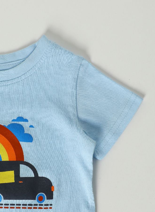 Zarafa Baby Boys Crew Neck Short Sleeve T-Shirt Sky Blue - Image 3