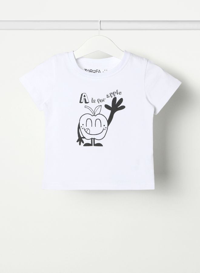 Zarafa Baby Boys Crew Neck Short Sleeve T-Shirt Pearl White - Image 1