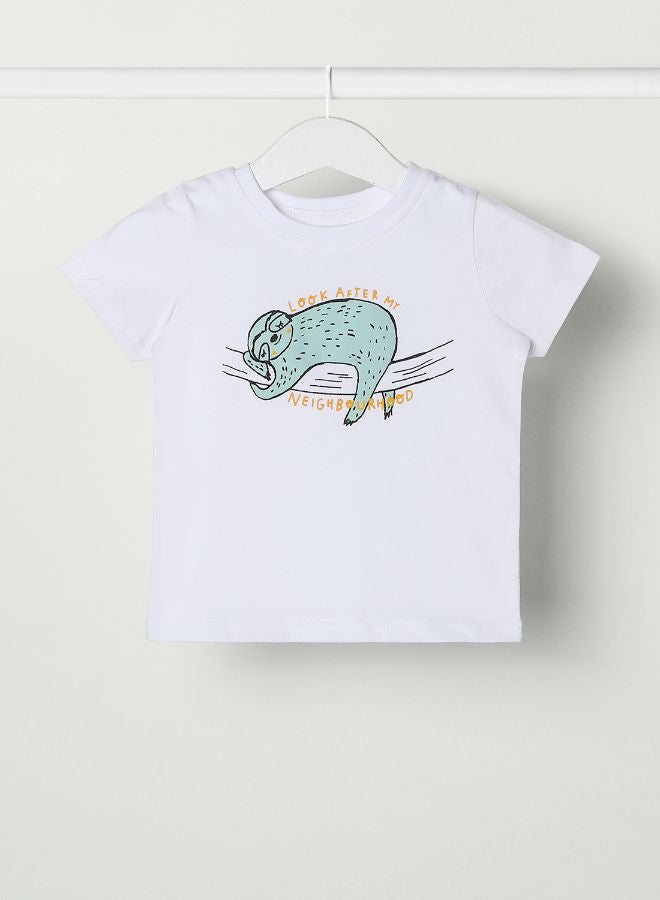 Zarafa Baby Boys Crew Neck Short Sleeve T-Shirt White - Image 1