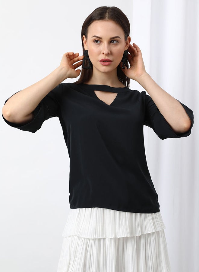 Aila Casual Woven Top Charcoal Grey  - Image 1