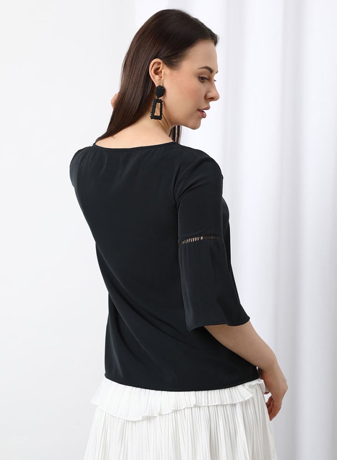 Aila Casual Woven Top Charcoal Grey  - Image 2