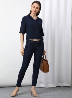 Casual Woven Top Navy Blue