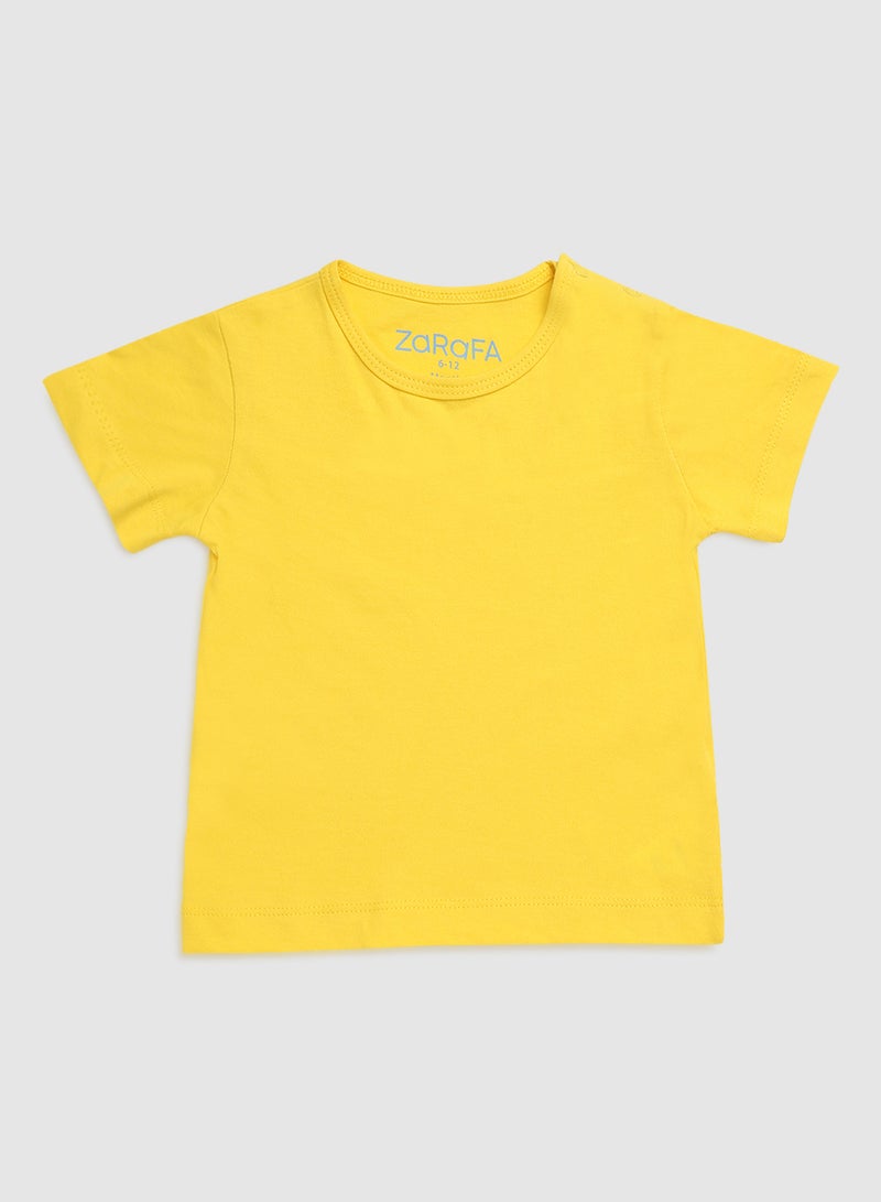 Solid Round Neck T-Shirt Yellow - v1653327335/N48784581V_1