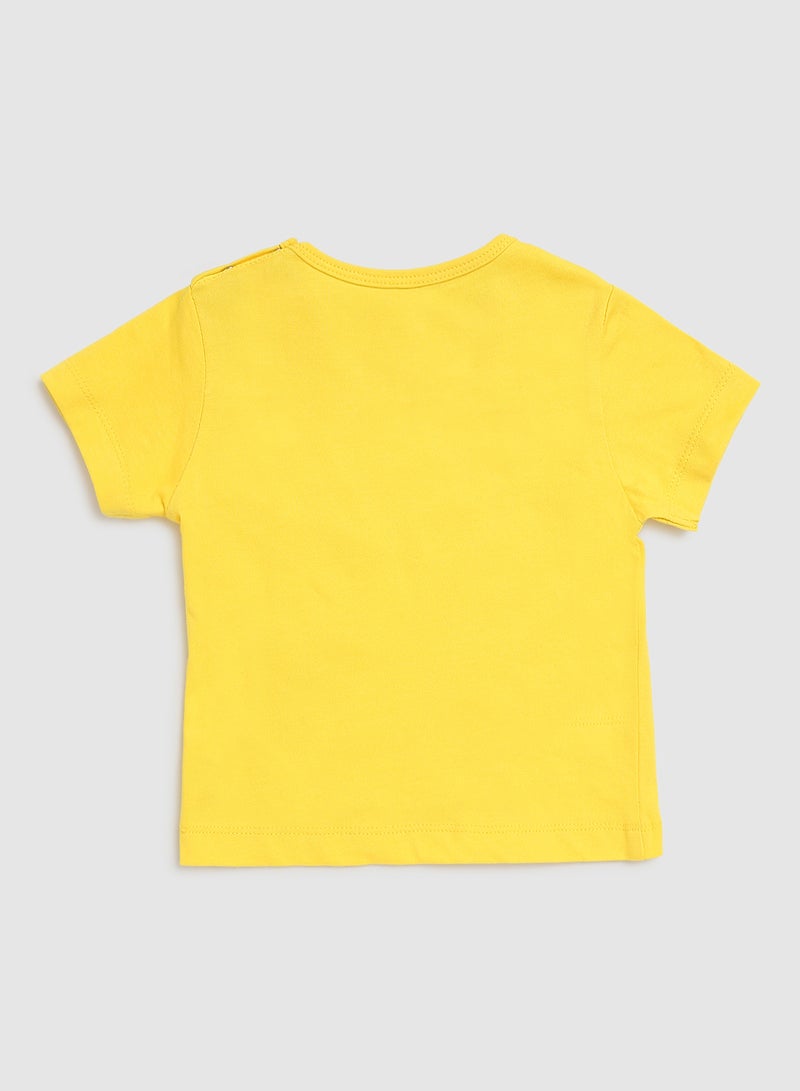 Solid Round Neck T-Shirt Yellow - v1653327335/N48784581V_2