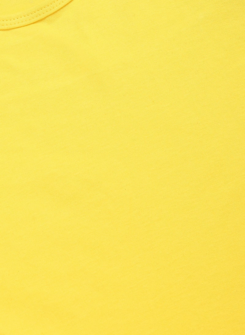 Solid Round Neck T-Shirt Yellow - v1653327336/N48784581V_3