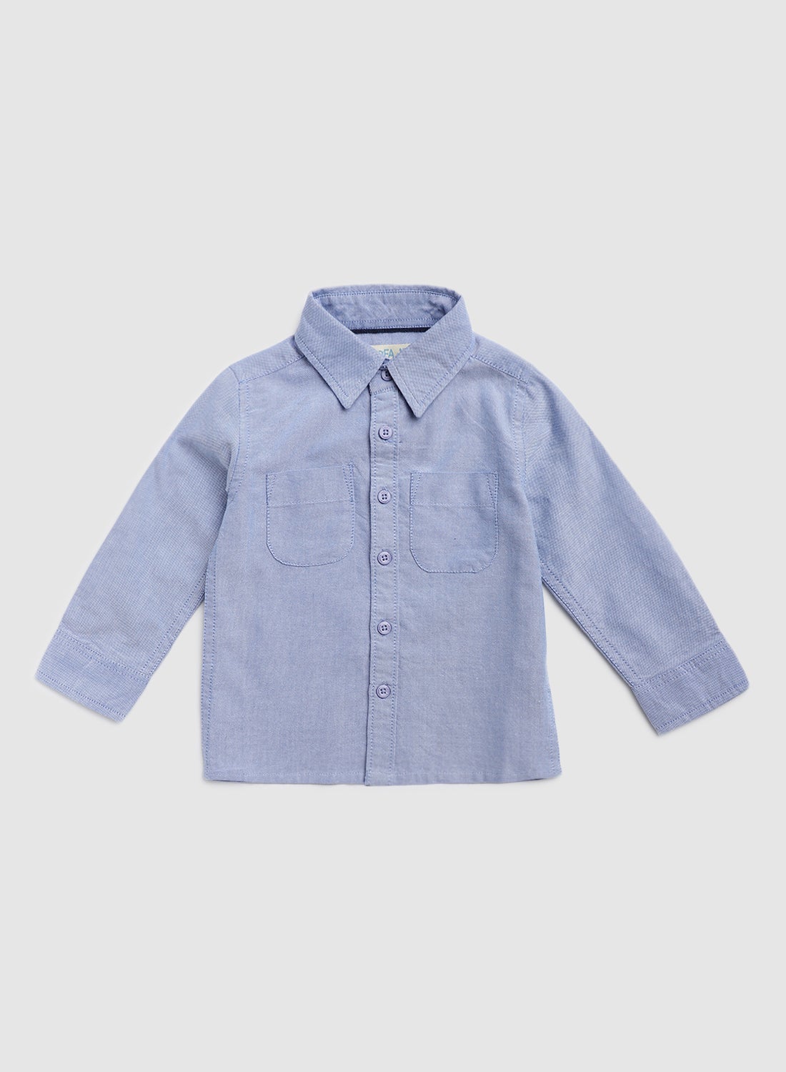 Baby Boys Collared Neck Long Sleeve Shirt Sky Blue 