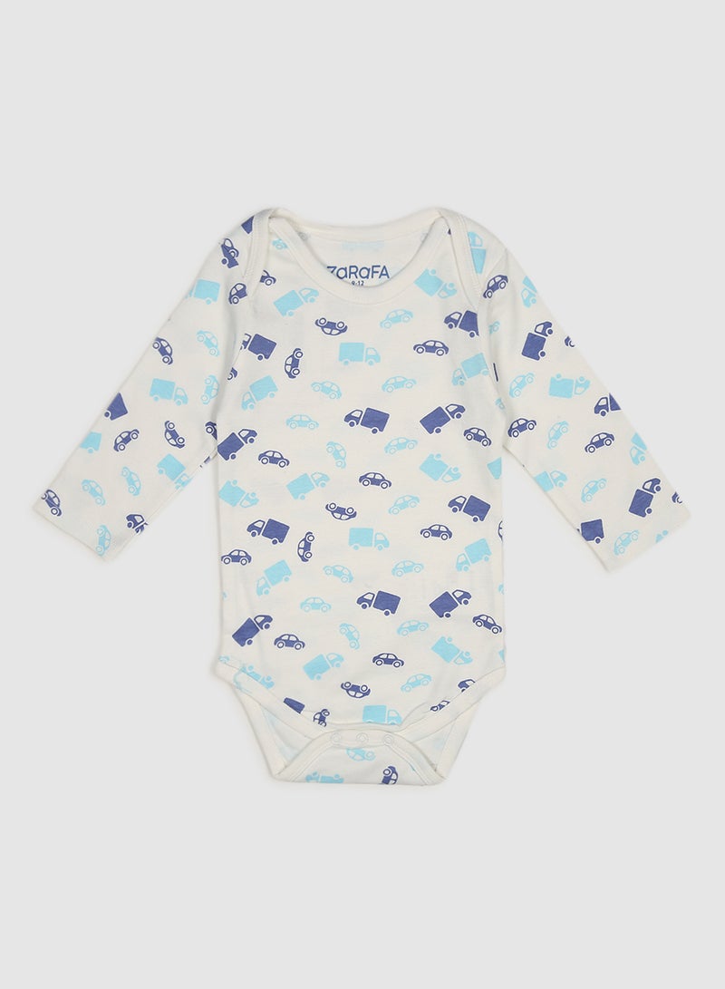 Baby Long Sleeve Round Neck Bodysuit Off White