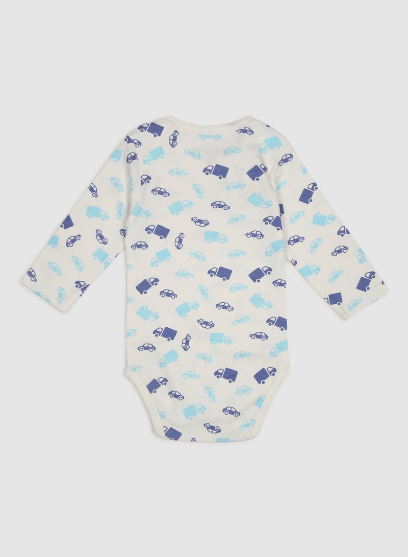 Baby Long Sleeve Round Neck Bodysuit Off White
