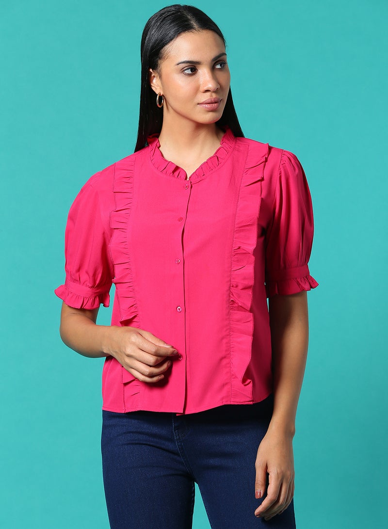Aila Casual Blouse Top Magenta  - Image 1