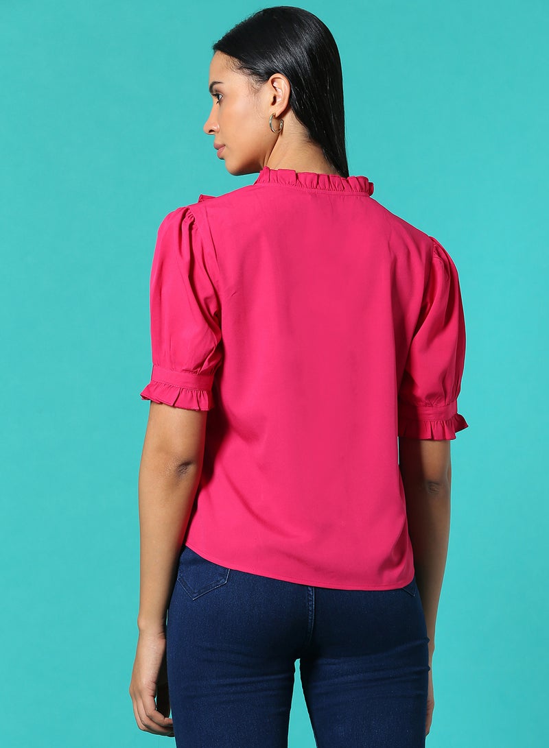 Aila Casual Blouse Top Magenta  - Image 2
