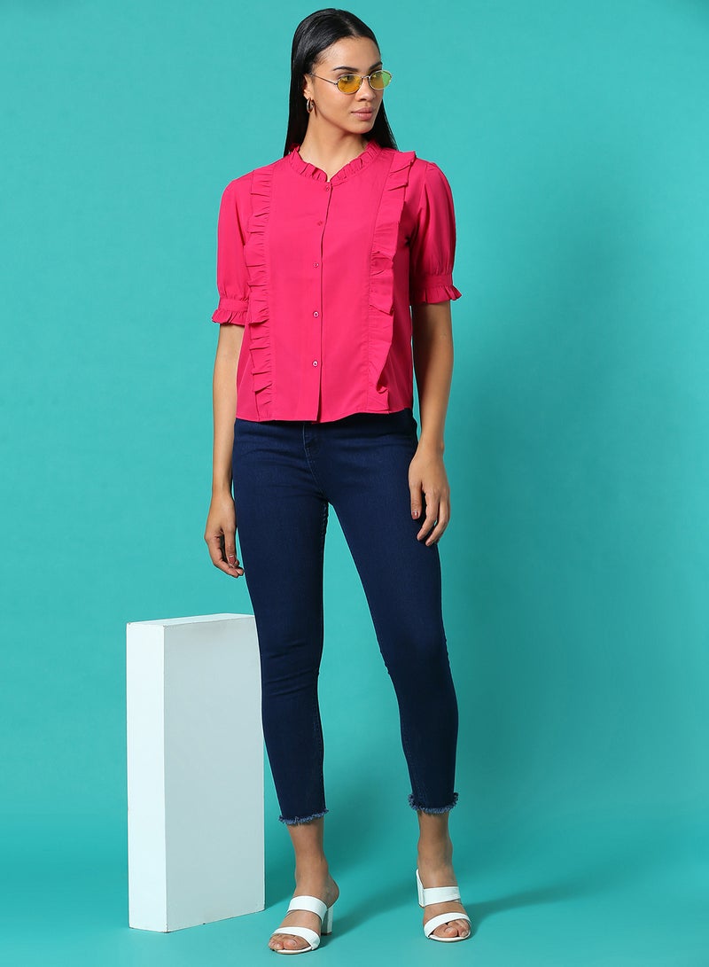 Aila Casual Blouse Top Magenta  - Image 3
