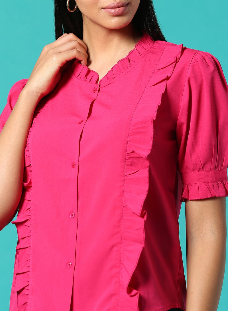 Aila Casual Blouse Top Magenta  - Image 4