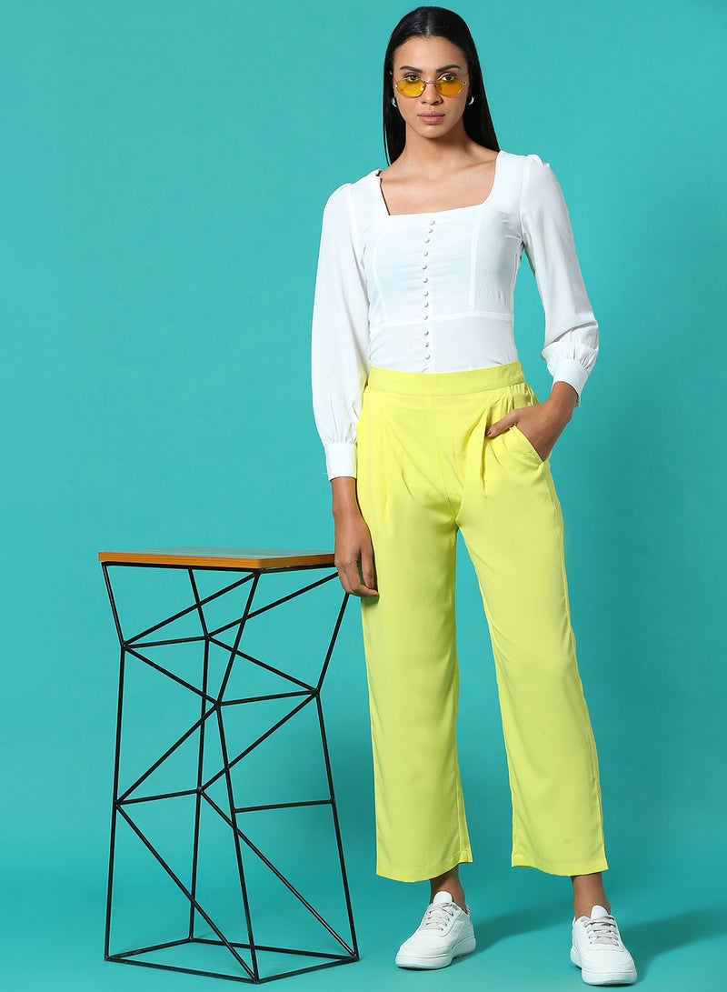 Aila Casual High-Rise Pants Green  - Image 3