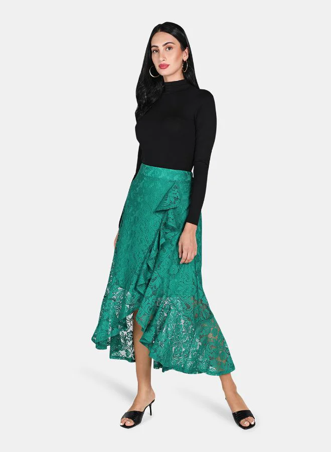 Aila Casual Lace Skirt Green