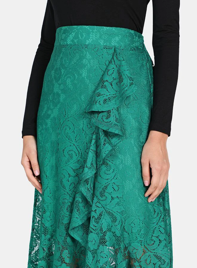 Aila Casual Lace Skirt Green