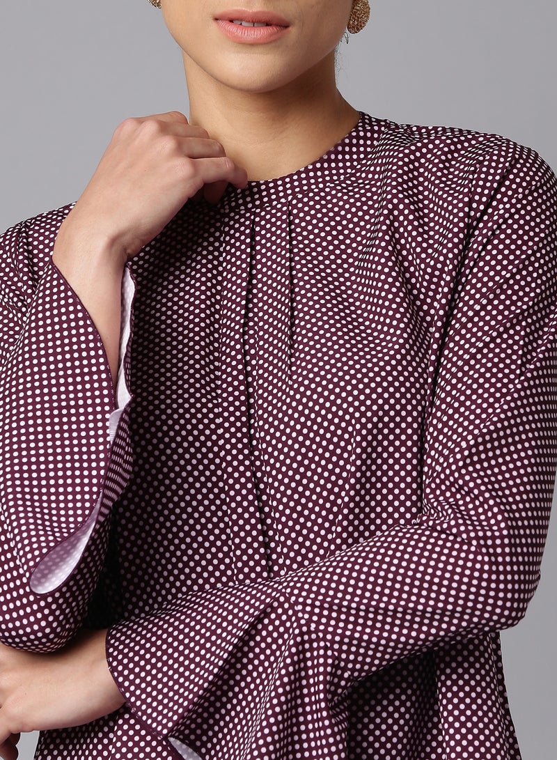 Aila Long Sleeve Casual Top Burgundy  - Image 4