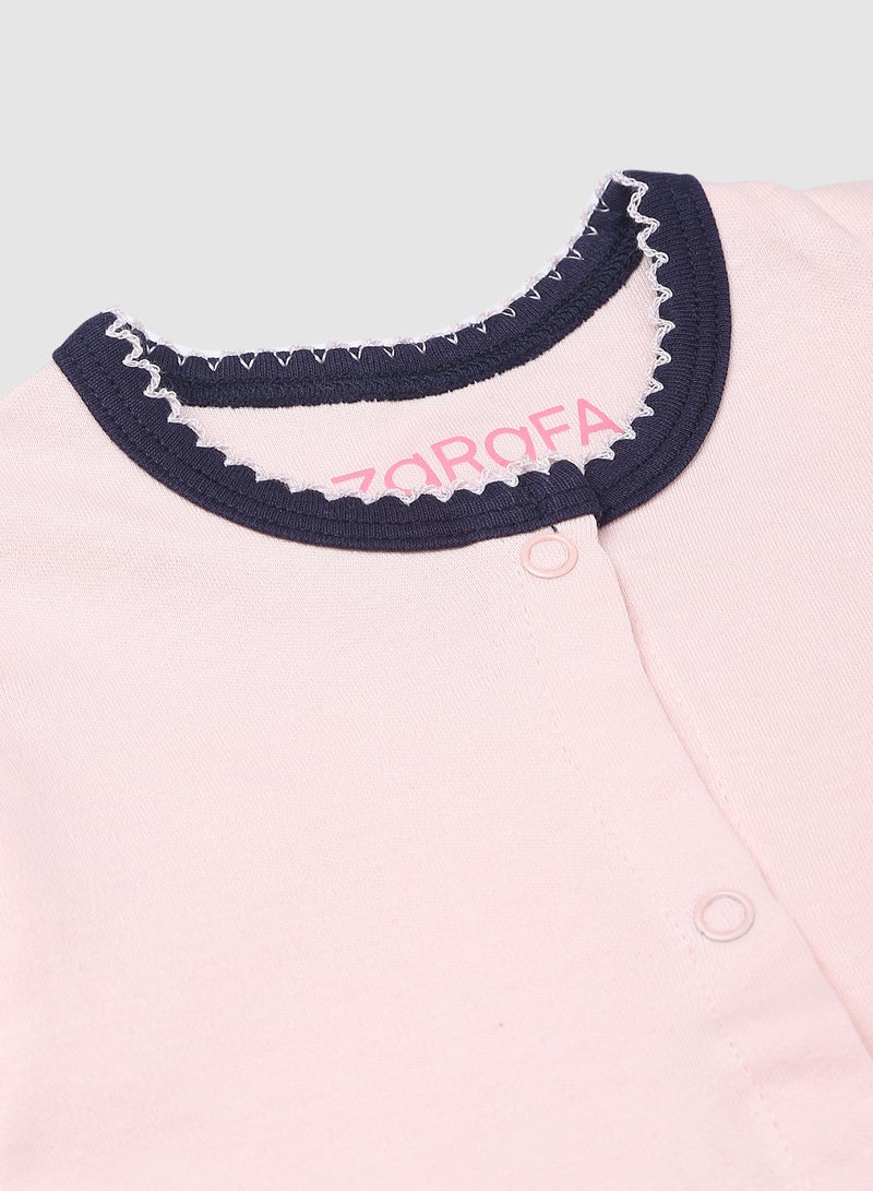 Zarafa - Round Neck Button Down Romper Pink/Blue - Image 1