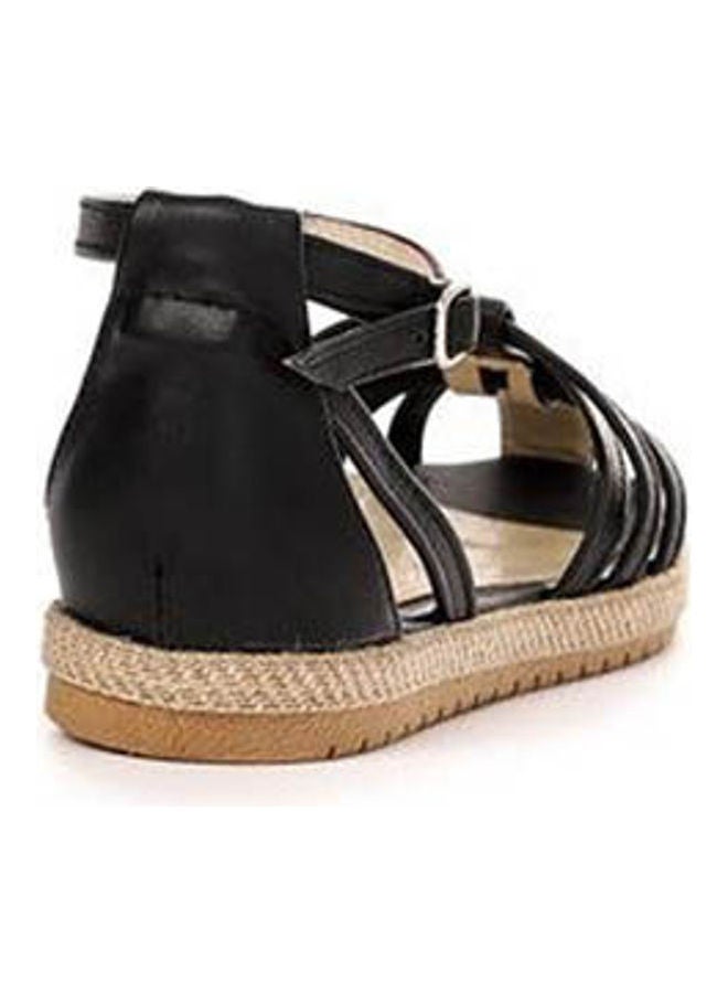 ICE CLUB - Buckle Closure Leather Sandals Black - Image 1