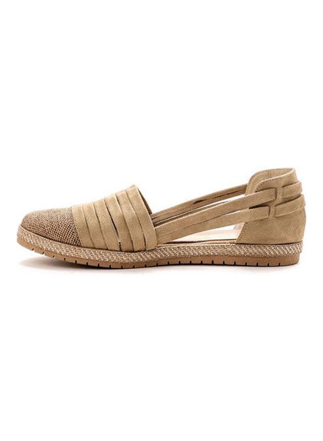 ICE CLUB Slip On Suede & Textile Comfy Flat Shoes Beige  - Image 4