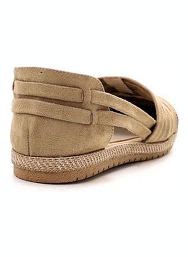 ICE CLUB Slip On Suede & Textile Comfy Flat Shoes Beige  - Image 3