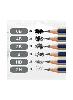 8-Piece Graphite Sketch Set ( 6 Pencil + 1 Sharpener + 1 Eraser ) Grey/White/Black - v1653371081/N32447636A_2