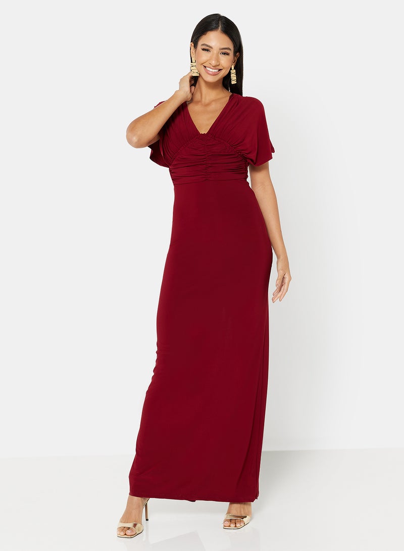 trendyol - Empire Waist Evening Batwing Dress Burgundy - Image 1