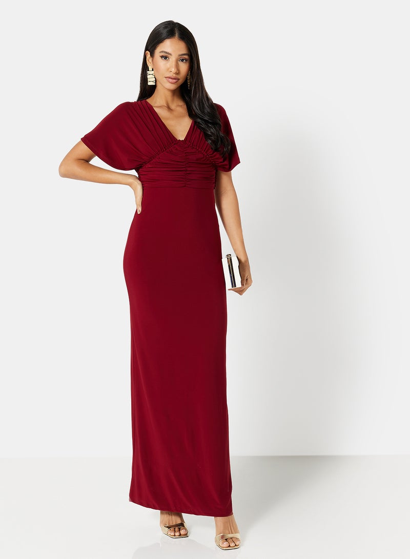 trendyol - Empire Waist Evening Batwing Dress Burgundy - Image 1