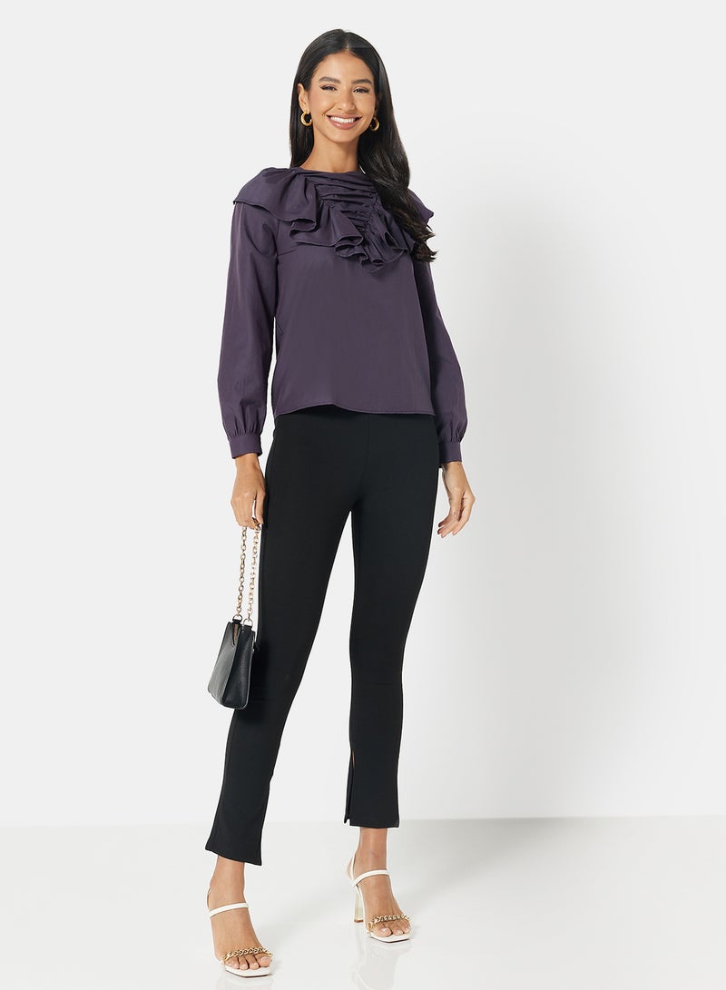 trendyol Ruffled Detail Top Purple - Image 3