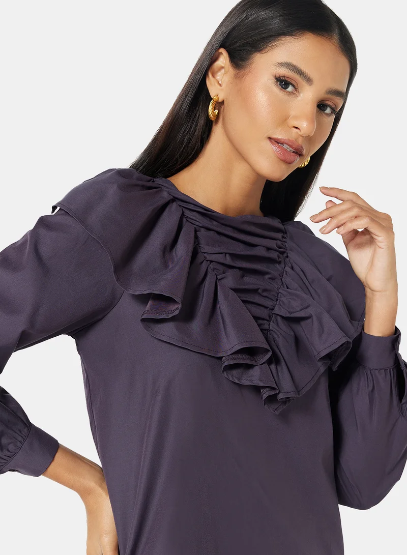 trendyol Ruffled Detail Top Purple