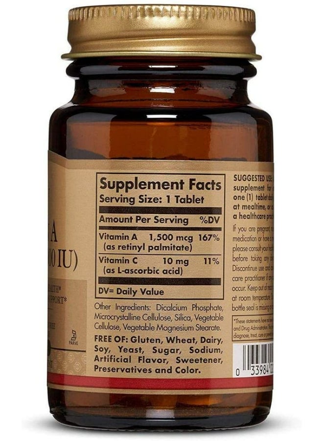 Solgar Dry Vitamin A 1500mcg Dietary Supplement - 100 Tablets - Image 2