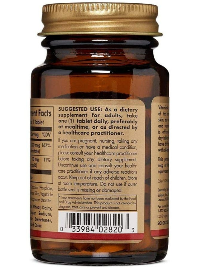 Solgar Dry Vitamin A 1500mcg Dietary Supplement - 100 Tablets - Image 3