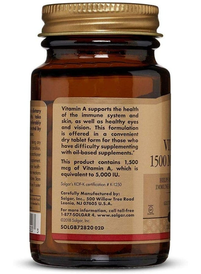 Solgar Dry Vitamin A 1500mcg Dietary Supplement - 100 Tablets - Image 4