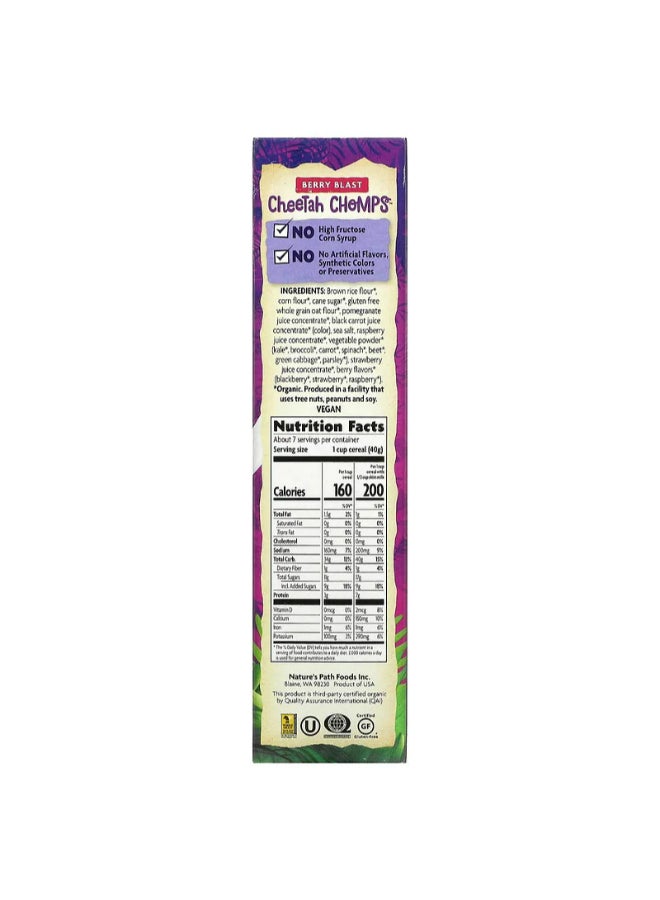 Nature's path Envirokidz Berry Blast Cheetah Chomps Organic Cereal 284grams  - Image 2