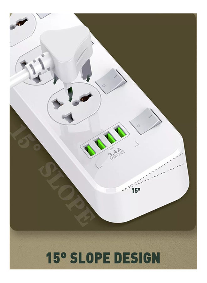 Sc4408 Defender Series 2500W 4 Sockets With Independent Switch 3.4A 4 Usb Port Multifunction Power Surge Protector, Medium White 2meter - v1653375492/N39811790A_6
