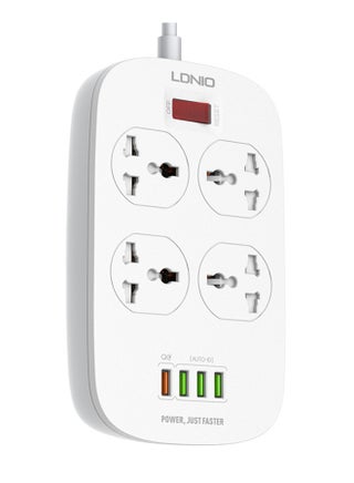4 Power Sockets and 18W USB Ports Defender Series 2500w  Power Strip with QC USB Port Fast Charging Power Cord White 2meter - v1653375492/N41192354A_1