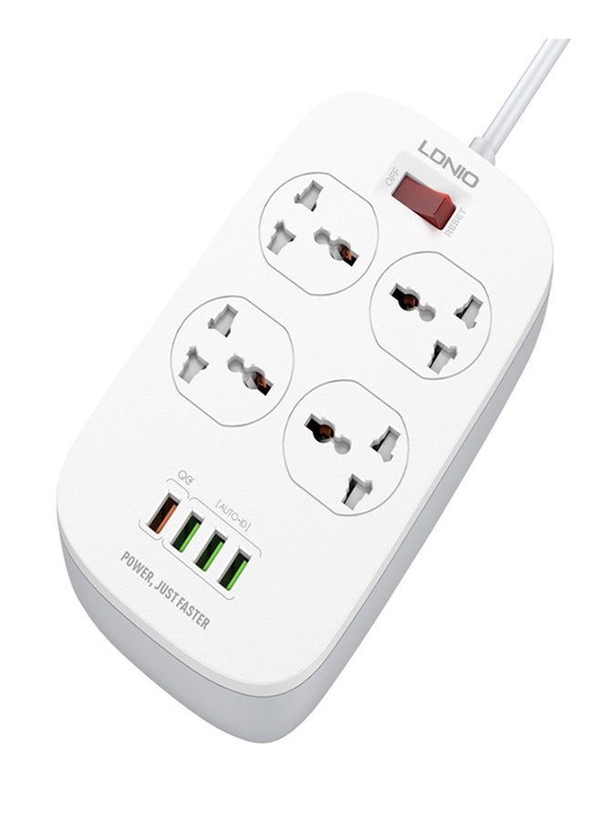 4 Power Sockets and 18W USB Ports Defender Series 2500w  Power Strip with QC USB Port Fast Charging Power Cord White 2meter - v1653375492/N41192354A_2