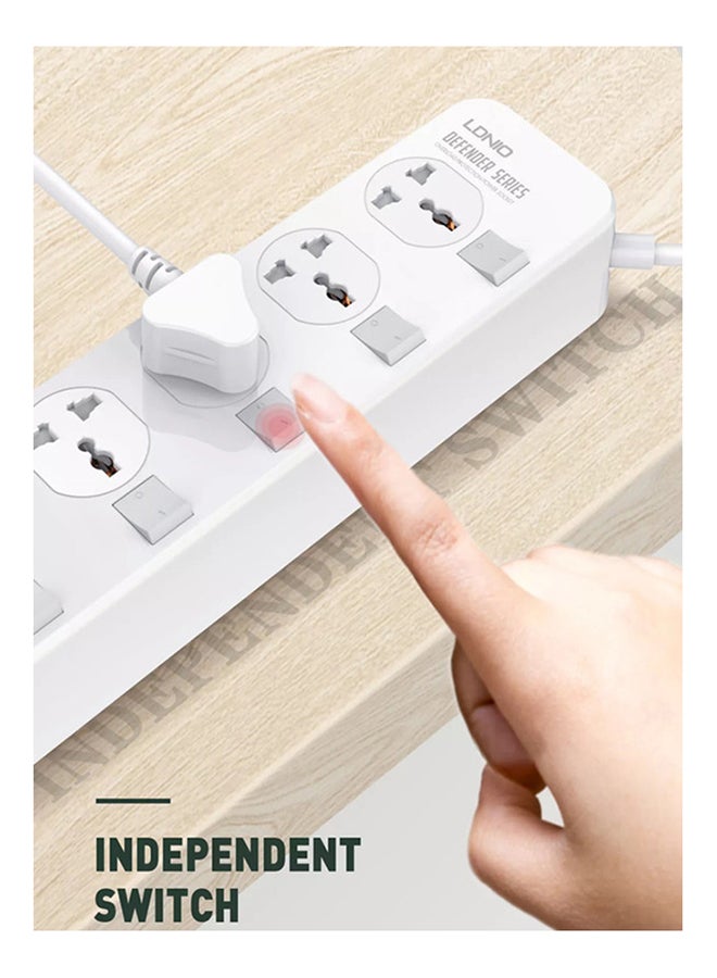 Sc4408 Defender Series 2500W 4 Sockets With Independent Switch 3.4A 4 Usb Port Multifunction Power Surge Protector, Medium White 2meter - v1653375493/N39811790A_4