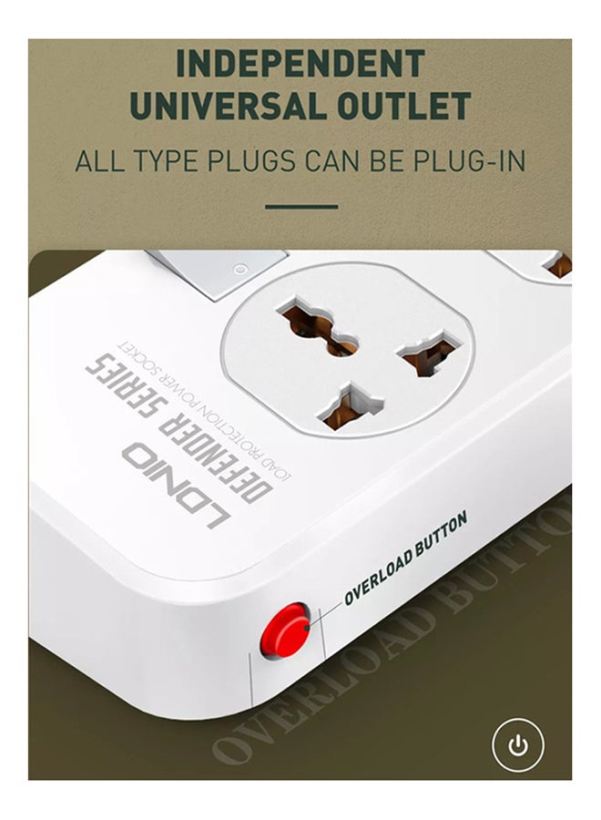 Sc4408 Defender Series 2500W 4 Sockets With Independent Switch 3.4A 4 Usb Port Multifunction Power Surge Protector, Medium White 2meter - v1653375493/N39811790A_5