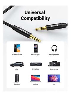 1M Aux Cable 3.5mm Audio Cable Flexible Braided Male to Male Lead Auxiliary Headphone Cable for Phone Tablet Speakers Car Stereo Headphones MacBook Pro 2021 Black - v1653375494/N46344955A_2