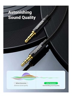 1M Aux Cable 3.5mm Audio Cable Flexible Braided Male to Male Lead Auxiliary Headphone Cable for Phone Tablet Speakers Car Stereo Headphones MacBook Pro 2021 Black - v1653375495/N46344955A_7