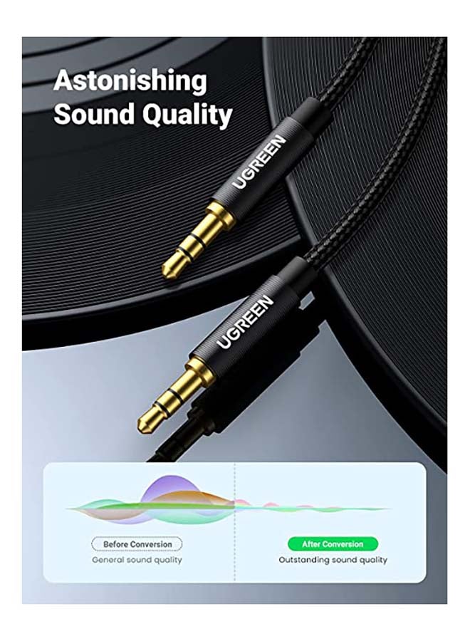 1M Aux Cable 3.5mm Audio Cable Flexible Braided Male to Male Lead Auxiliary Headphone Cable for Phone Tablet Speakers Car Stereo Headphones MacBook Pro 2021 Black