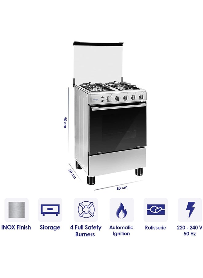 SUPER GENERAL 4 Burner Gas Cooker 60 x 60 cm, Full-Safety, Stainless-Steel Cooker, Gas Oven with Rotisserie, Thermostat, Auto-Ignition, 1 year warranty SGC601FS(N) Silver/Black  - Image 3