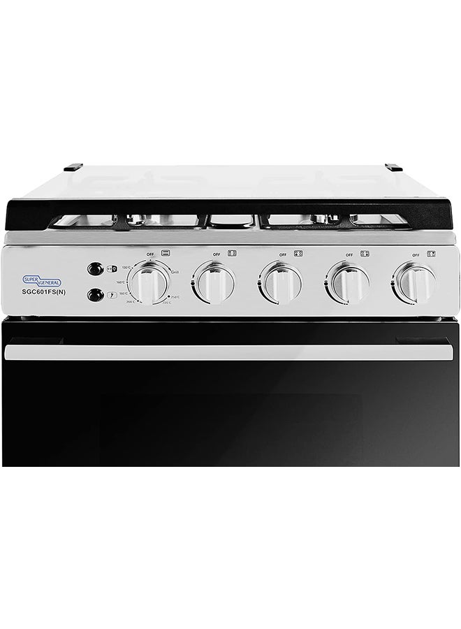 4 Burner Gas Cooker 60 x 60 cm, Full-Safety, Stainless-Steel Cooker, Gas Oven with Rotisserie, Thermostat, Auto-Ignition, 1 year warranty SGC601FS(N) Silver/Black