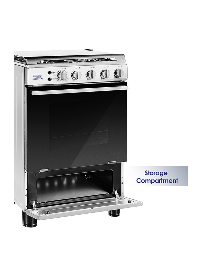 SUPER GENERAL 4 Burner Gas Cooker 60 x 60 cm, Full-Safety, Stainless-Steel Cooker, Gas Oven with Rotisserie, Thermostat, Auto-Ignition, 1 year warranty SGC601FS(N) Silver/Black  - Image 4
